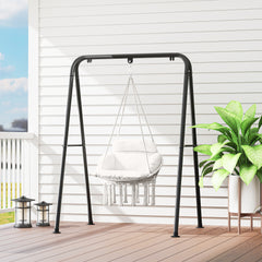 Outsunny Hanging Chair Outdoor Hammock Chair with Soft Cushion, Cotton Rope Boho Style Swing Chair, Hanging Garden Swing Seat for Indoor Outdoor, Cream White