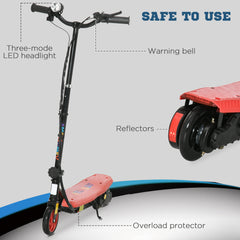 سكوتر كهربائي قابل للطي من هومكوم، مع مصباح أمامي LED، للأعمار من 7 إلى 14 عامًا - أحمر