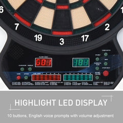 HOMCOM Electronic Hanging Dartboard LED Digital Score Set 27 Games and 202 Variations with 12 Soft Tip Darts