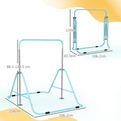 HOMCOM Kids Gymnastic Bar, with Adjustable Height, Foldable Horizontal Bars - Light Blue