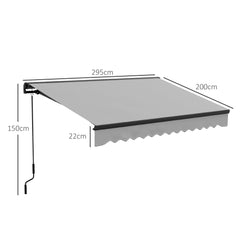 Outsunny Electric Awning with Aluminium Frame and Remote Control, 3 x 2m, Light Grey