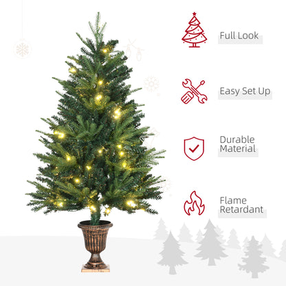 HOMCOM 1.2m 4ft Christmas Tree Entrance D√É¬©cor 750 Tips Xmas Pre-lit Tree 80 LED with Vase Base