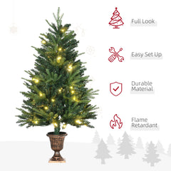 HOMCOM 1.2m 4ft Christmas Tree Entrance D√É¬©cor 750 Tips Xmas Pre-lit Tree 80 LED with Vase Base