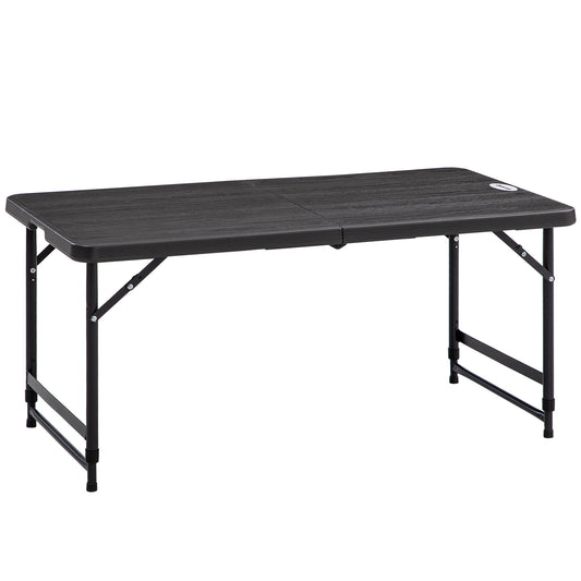 Outsunny Foldable Patio Dining Table for 4, Height Adjustable Outdoor Table for Garden, Lawn, Dark Grey