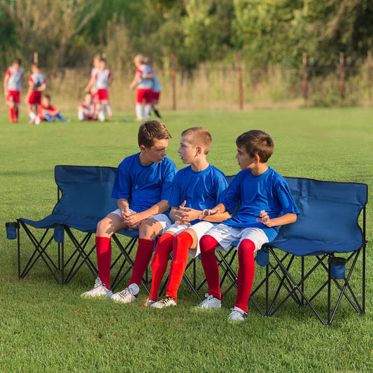 Outsunny 6 Seater Folding Camping Chair with Cup Holder & Carry Bag - Blue