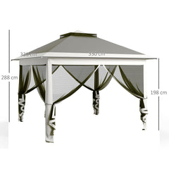 خيمة Outsunny Pop Up Canopy ذات السقف المزدوج، وجدران جانبية شبكية بسحاب، وحقيبة حمل، وارتفاع قابل للتعديل للفناء والحديقة، باللون الرمادي الداكن