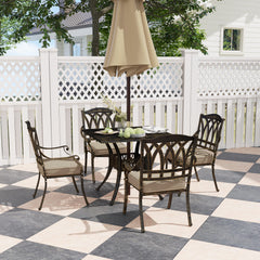 Outsunny Five-Piece Cast Aluminium Garden Dining Set - Bronze Tone