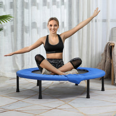 HOMCOM â96cm Mini Fitness Trampoline Home Gym Yoga Exercise Rebounder Indoor Outdoor Jumper with Safety Pad, Support Up to 100 KG, Blue and Black