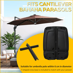 Outsunny Parasol Base, Water and Sand Filled, Up to 75kg, Portable Umbrella Stand Weights for Cantilever Banana Parasol with Wheels, Black