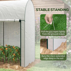 Outsunny 200 x 100cm Walk-In Greenhouse, with Zipped Doors - White