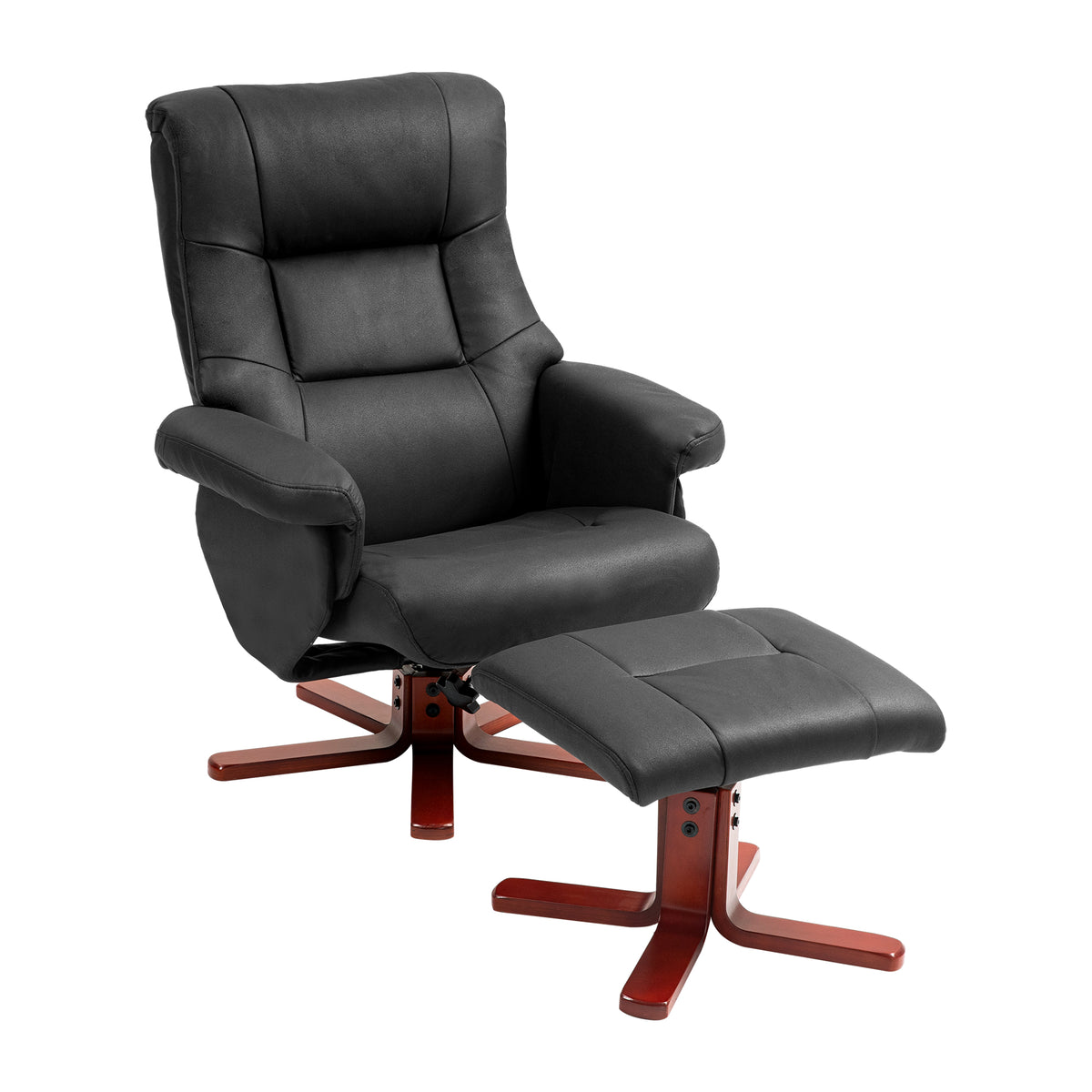 HOMCOM Faux Microfibre Leather Manual Recliner and Footstool Set - Black