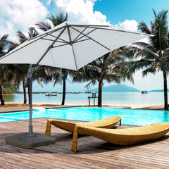 Outsunny Square Cantilever Patio Parasol Base Water or Sand Filled Stand with Wheels Heavy-Duty, Coffee