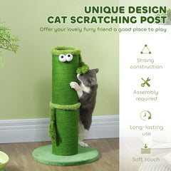 PawHut 63cm Cat Scratching Post for Indoor Cats, with Sisal Rope Cover, Large Base, Green