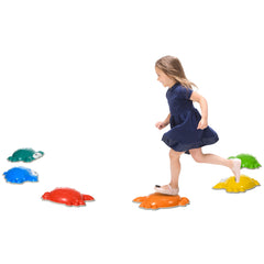 ZONEKIZ 6PCs Kids Stepping Stones w/ TPE Anti-Slip Edge, Crab-Designed Balance River Stones, Obstacle Courses, Stackable