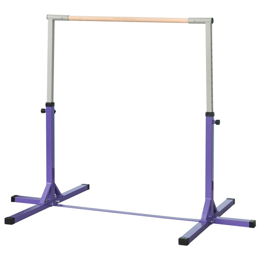 HOMCOM Steel Frame Adjustable Horizonal Gymnastics Bar For Kids Home Gym Training Purple