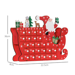 HOMCOM 24-Drawer Reusable Santa Sleigh Christmas Advent Calendar