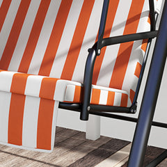 Outsunny Three-Seater Garden Swing Chair, with Adjustable Canopy - Orange Stripe