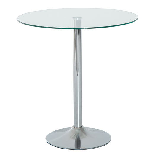 HOMCOM Round Dining Table, Modern Dining Room Table with Tempered Glass Top, Steel Base, Space Saving Small Bar Table