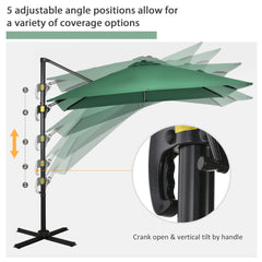 Outsunny Square Umbrella Parasol W/360√Ç¬∞ Rotation, 245Lx245Wx248H cm-Green