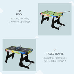 HOMCOM Folding Multi Gaming Table 4 in 1 Hockey, Football Table, Table Tennis, Billiards For Play Fun