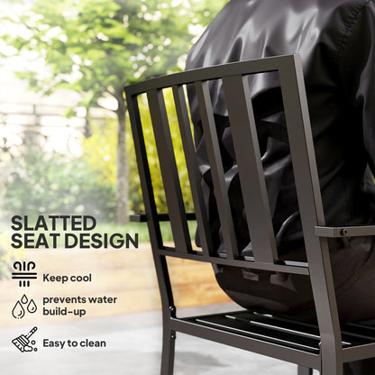 Outsunny Set of Two Minimal Metal Garden Chairs - Black