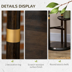 Outsunny 3-Tier Plant Stand, Plant Shelf Rack, Bamboo Display Stand, 46x46x86cm, Dark Walnut