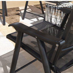 Outsunny Set of 4 Foldable Metal Garden Chairs Outdoor Patio Park Dining Seat Furniture Black