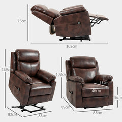 HOMCOM Faux Leather 70√Ç¬∞ Electric Riser Recliner Chair - Brown