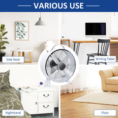 HOMCOM 10" 2-Speed Electric Table Desk Fan w/ Safety Guard Anti-Slip Feet Portable Personal Cooling Fan Home Office Bedroom White