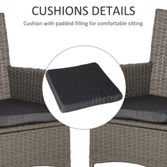 Outsunny Set of Four Rattan Armchairs, with Cushions - Grey