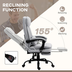 Vinsetto Office Chair, Ergonomic Desk Chair with 6-Point Vibration Massage and Lumbar Heating, Computer Chair with Lumbar Support Pillow, 155√Ç¬∞ Reclining Back and Footrest, Grey