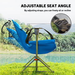 Outsunny Hammock Camping Chair Set of 2, Adjustable Back Swinging Camping Chair Portable Camp Chair with Cup Holder, Headrest, Padded Seat and Carry Bag for Travel Fishing Hiking, Blue