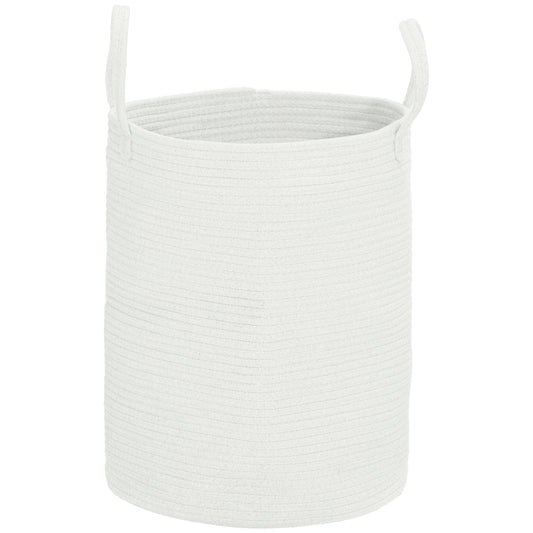 HOMCOM 36L Cotton Rope Laundry Basket, with Handles - Cream White