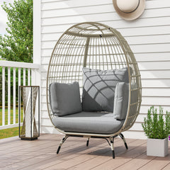 Outsunny Rattan Egg Chair with Cushions and Pillows, Charcoal Grey