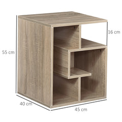 HOMCOM Side Table, 3 Tier End Table with Open Storage Shelves for Living Room, Bedroom, Set of 2, Oak