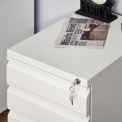 Vinsetto 3 Drawer Filling Cabinet, Mobile Metal File Cabinet with Anti-tilt Design for Letter, A4, Legal Size, White