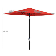 Outsunny 2 x 3(m) Garden Parasol Umbrella, Rectangular Outdoor Market Umbrella Sun Shade with Crank & Push Button Tilt, 6 Ribs, Aluminium Pole, Wine Red