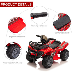 HOMCOM 6V Kids Electric Ride on Car Toddlers Quad Bike Toy With Music for 18-36 months Red