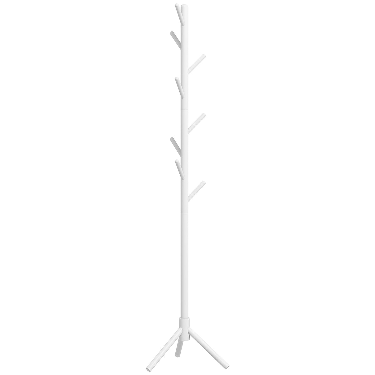 HOMCOM Eight-Hook Wooden Coat Rack - White