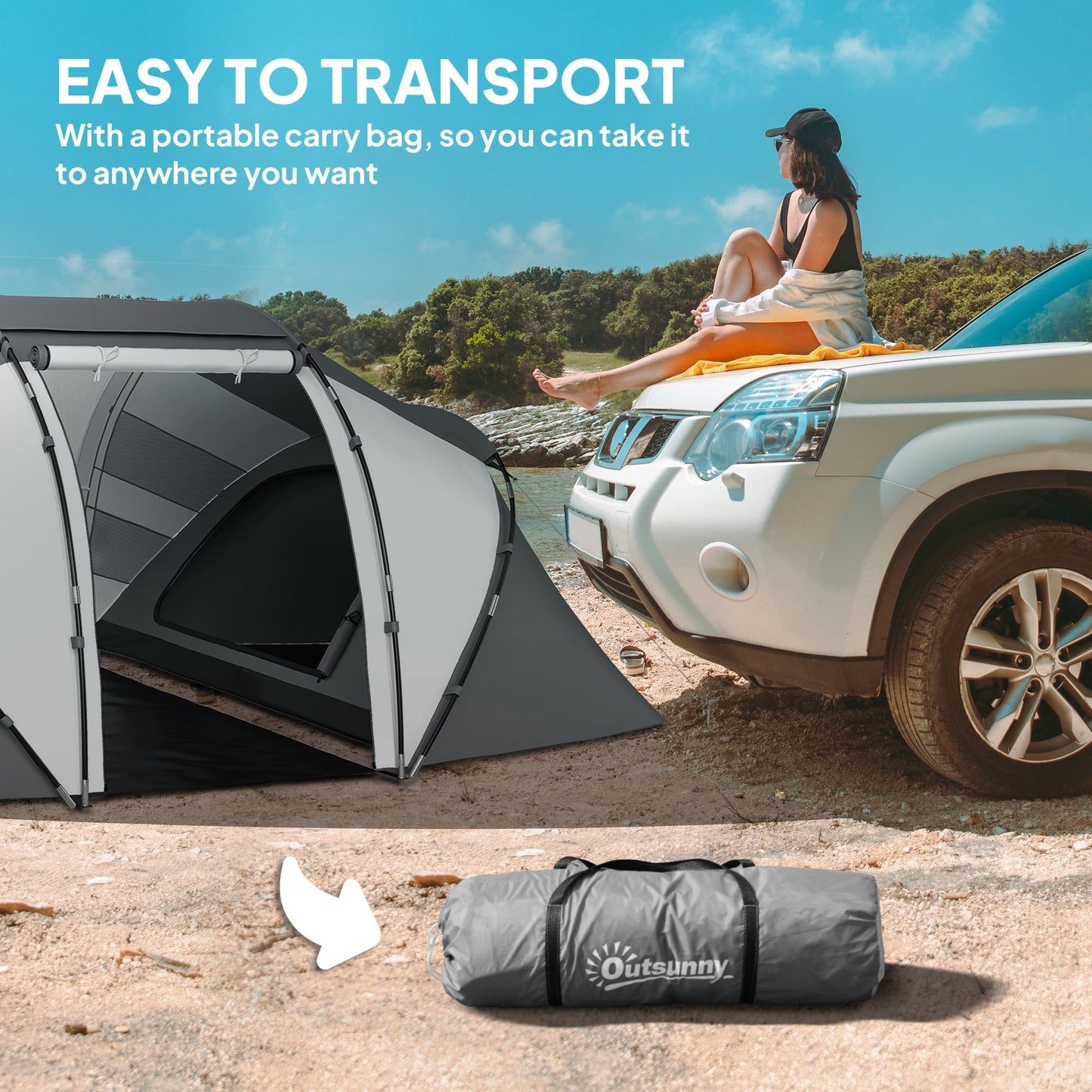 Outsunny 4-6 Man UV Protection Camping Tent - Charcoal Grey and White