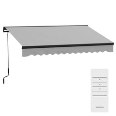 Outsunny Electric Awning with Aluminium Frame and Remote Control, 3 x 2m, Light Grey