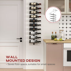 HOMCOM 10-Tier Wall Mount Wine Rack, Steel Wall Wine Rack for 10 Wine Bottles, Wall Wine Display Rack for Kitchen, Dining Room, Home Bar, Black