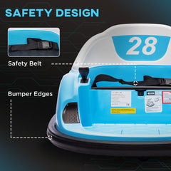 AIYAPLAY 360√Ç¬∞ Rotation Kids Bumper Car, 12V Waltz Car with Remote Control, Dual Joystick, Music, Lights, Light Blue