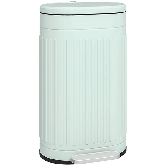 HOMCOM 30L Metal Kitchen Bin, with Soft-Close Lid - Light Green