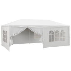 Outsunny 6 x 3 m Party Tent Wedding Gazebo Outdoor Waterproof PE Canopy Shade with 6 Removable Side Walls