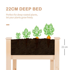 Outsunny Garden Wooden Planters√Ø¬º≈í Non-Woven Fabric, Rectangular Raised Bed,Fir Wood√Ø¬º≈íIndoor/Outdoor, 122.5Lx56.5Wx76H cm