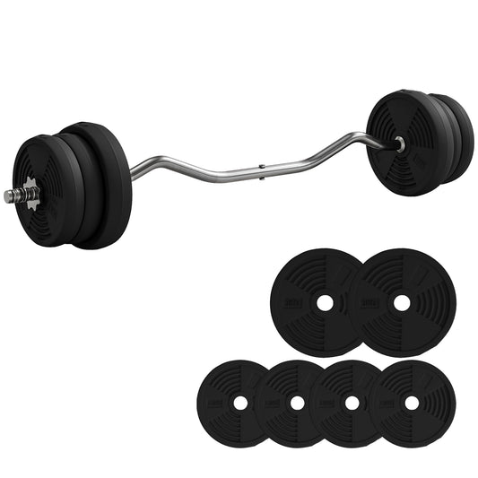 SPORTNOW 25kg Barbell Set, Adjustable Weights with Curl bar and Non-Slip Handle, for Women and Men Weight Lifting Training