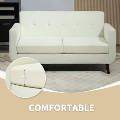 HOMCOM Two-Seater Linen-Look Sofa - Cream