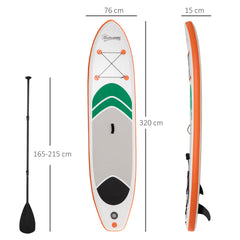 Outsunny 10'6" x 30" x 6" Inflatable Stand Up Paddle Board, Non-Slip & Ultra-Light Deck with Adj Paddle, ISUP Accessories, Pump and Carry Bag, for Youth Adults Beginner