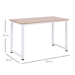 HOMCOM Computer Desk, Writing Table, 120 x 60 x 76cm Workstation for Home Office, Study with Metal Frame, Simple Assembly, White